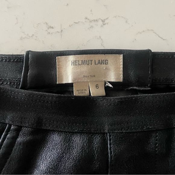 Helmut Lang Leather Pants Leggings Stretch Black - Picture 10 of 11